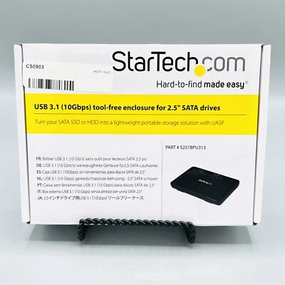 StarTech USB 3.1 (10 Gbps) Tool-Free Enclosure For 2.5” SATA SSD/HDD Drive New - Image 1 of 4