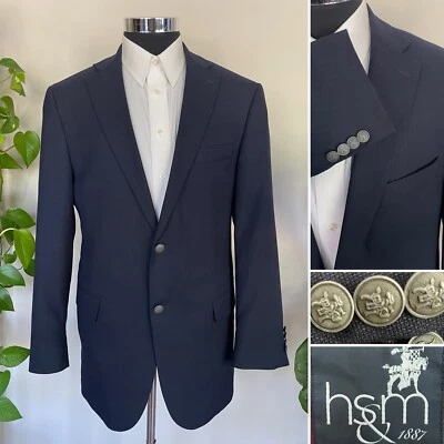 Blazer Hart Schaffer Para Hombres Dos Botones Botones Plateados Negro Abrigo Deportivo Chaqueta 44R Foto 1 de 4