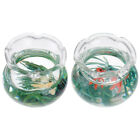  2 Pcs Doll House Model Toy Fish Bowl Mini Glass Goldfish Aquarium