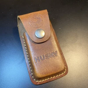 Braun Leder HUSKY Klapptasche Lockback Messerscheide Etui - Bild 1 von 7