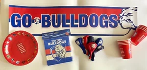 Western Bulldogs AFL Party Pack Plates Cups Napkins Banner & Balloons Grand Fina - Picture 1 of 2