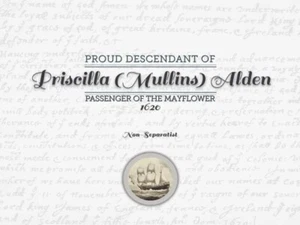 Priscilla (Mullins) Alden Mayflower Pilgrim Conmemorativo 8x10 Certificado Impresión - Imagen 1 de 2
