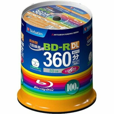 DDU Verbatim Blank Blu-ray BD-R DL VBR260RP100SV1 50GB 1-6x 100 discs New - Image 1 of 4