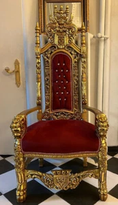 Casa Padrino Trono Barroco Sillón con Piedras Brillantes Burdeos Rojo/Dorado Muebles - Imagen 1 de 3