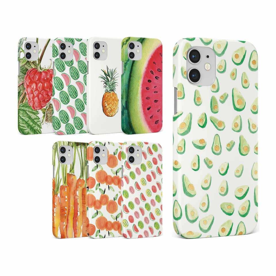 CASE FOR IPHONE 16 15 14 13 12 11 SE PRO MAX HARD PHONE COVER FRUITS AND VEGGIES - Image 1 of 1