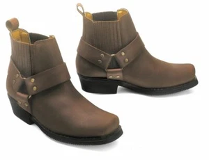 Herren Motorrad Western Boots Kurzstiefel Biker City Stiefel Leder Braun 44 - Bild 1 von 1