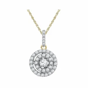 10kt Two-tone Gold Womens Round Diamond Circle Cluster Pendant 1/2 Cttw - Picture 1 of 1