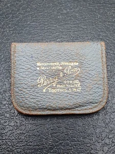 VINTAGE LEATHER RING POUCH PERRY & SON TOOTING - Picture 1 of 3