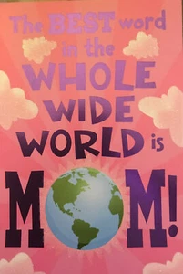 Best Word In World is Mom! Happy Mothers Day, Greeting Card - Picture 1 of 3