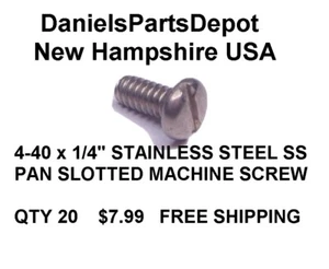 4-40 x 1/4" SLOTTED ROUND PAN HEAD MACHINE SCREW BOLT18-8 SS STAINLESS STEEL x20 - Picture 1 of 7