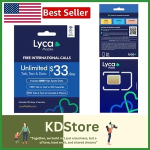 Travel-friendly Lyca Mobile SIM Card | $33 Unlimited Talk & Text Worldwide - Zdjęcie 1 z 8