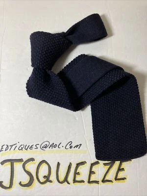 F.R. Tripler Vintage Knit Wool & MOHAIR Square End Tie NAVY 52” L x 3 1/4” Width - Image 1 of 4