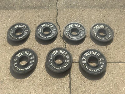 Set Of 2 Vintage Weider International 2.75 lb Olympic Plates Barbell 2 Inch Hole - Image 1 of 2