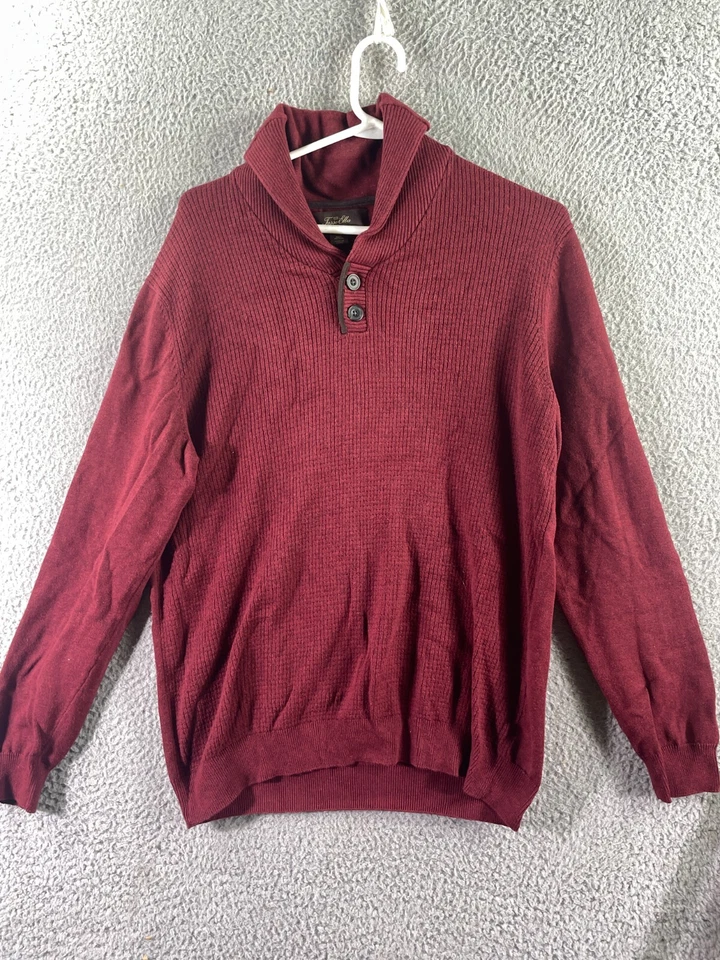 Mens Tasso Elba Maroon Long Sleeve Mock Neck Henley T-Shirt Size Medium - Image 1 of 4