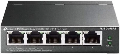 TP-Link TL-SG105PE 5-Port Gigabit Managed LAN PoE Switch 4 PoE+ Ports 65 Watt - Bild 1 von 4