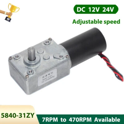 Worm Geared Motor DC 12V 24V High Torque 70kg Self-Locking Reversible Metal Gear — 第 1/4 张图片