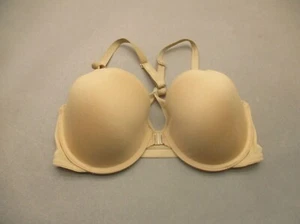 34D Calvin Klein Women Beige Lined Underwire Front Closure Racerback Demi Bra 8U - Picture 1 of 6