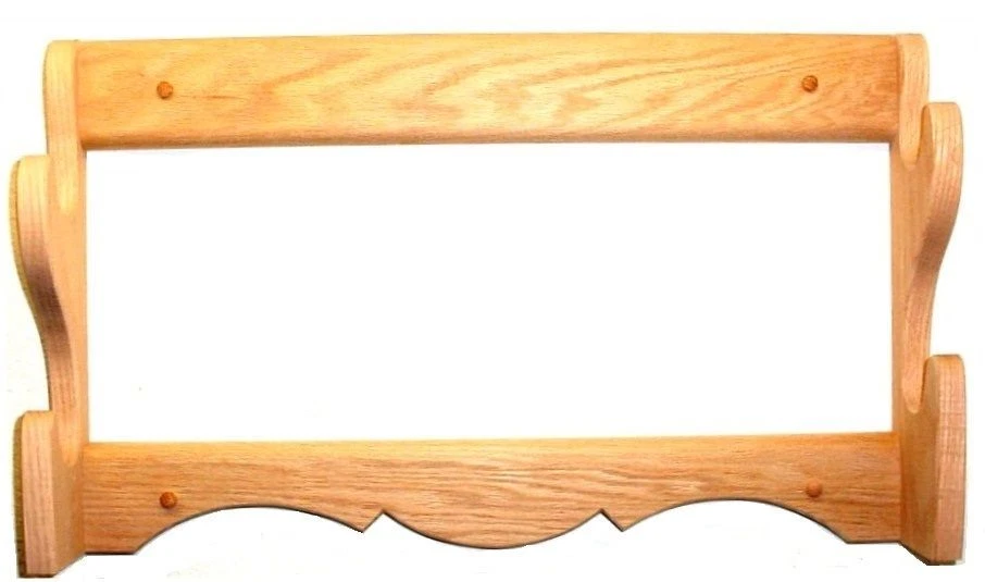 Oak Wooden Wall Gun Rack 2 Place Rifle Shotgun Display - Unfinished  - Image 1 of 1