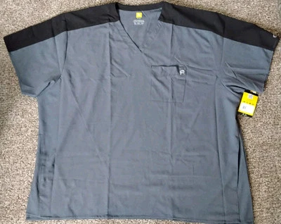 WonderWink 123 Mens Vneck Medical Scrub Top Gray W Black Trim 5xlarge NEW!! - Image 1 of 4