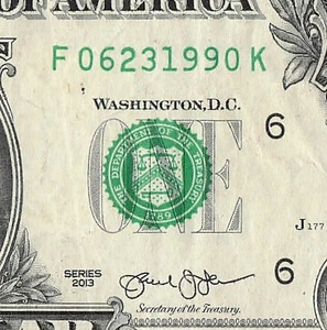 JUNE 23 1990 Birthday Fancy Serial Number Date Note One Dollar Bill 06 23 1990 - Picture 1 of 11