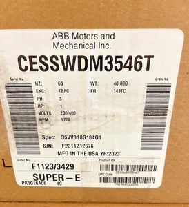 ABB/BALDOR  CESSWDM3546T, 1HP, 1770RPM, 3PH, 60HZ, 143TC, TEFC  **MAKE OFFER** - Picture 1 of 1