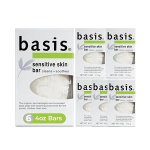 Jabón en barra Basis Sensitive Skin - Limpia y calma con manzanilla - Pack de 6 - Imagen 1 de 6