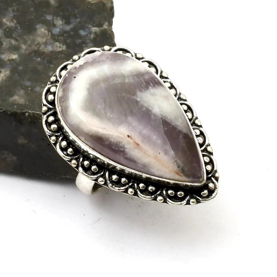 Кольцо с драгоценным камнем аметистом ручной работы ювелирные изделия на Рождество размер США - 8,75 AR 28760 - Изображение 1 из 1