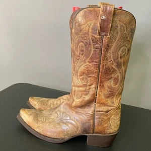 Dan Post Vintage Western Cowboystiefel 9D braun Leder KOMPLETT REPARIERT Snip Toe - Bild 1 von 13