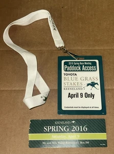 Lotto biglietti credenziali paddock Keeneland Spring Meet Blue Grass Stakes 4/9/2016 - Foto 1 di 9