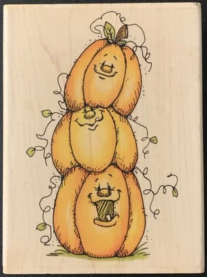 Whipper Snapper Fall Halloween Stack O’ Pumpkins Rubber Stamp - Image 1 of 4