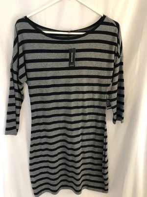 Camiseta social preta cinza Express nova com etiquetas listras algodão modal tamanho P 3/4 sl casual - Imagem 1 de 4