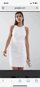 Reiss Lydia Broderie Summer Dress, White, Size 8 - Picture 1 of 6