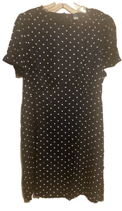Old Navy Dress Women's Size Medium Navy Blue Polka Dot Keyhole Pockets NWT New - Picture 1 of 8