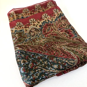 Vintage Ralph Lauren quadratischer Seidentuch burgunderrot Paisley hergestellt in Japan 40 Zoll gerollter Saum - Bild 1 von 8