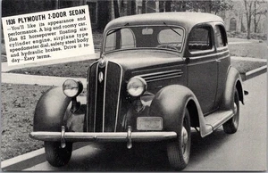 1936 PLYMOUTH 2-DOOR SEDAN Advertising Postcard "PETERSON & ANDERSON" Newark IL - Picture 1 of 2
