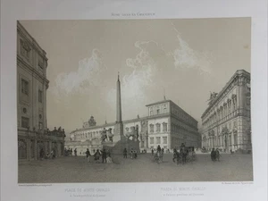 Rome, Félix Et Philippe Benoist 1870 Lito.piazza by Monte Horse Quirinale - Picture 1 of 9