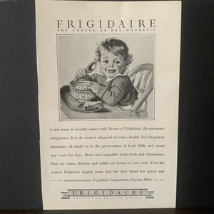 Vintage 1928 Frigidaire New Sense Of Security Ad Advertisement - Picture 1 of 2