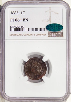 1885 1c NGC PR 66+ BN CAC ~ ATTRACTIVE GEM PROOF INDIAN CENT - Image 1 of 2