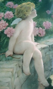 Antique Cupid Print | The Butterfly E22 | Bessie Pease Gutmann Cherub Angel - Picture 1 of 5