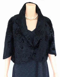 Pelzjacke Breitschwanz Persianer Bolero Cape Fell Oper Theater Lammfell Schwarz - Imagen 1 de 12