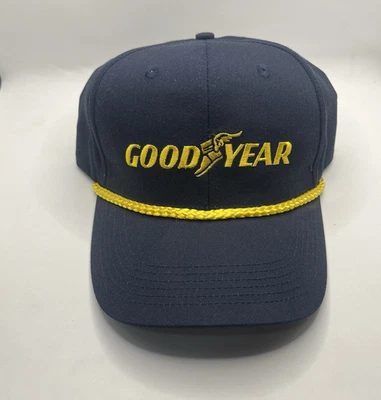 固特异赛车复古 Swingster 平沿帽蓝色金绳卡车司机帽 — 第 1/4 张图片