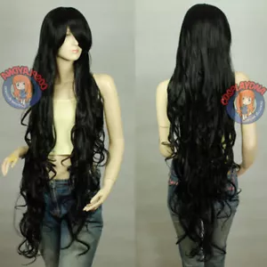 Hochwertige Kanekalon Serie schwarz lockig gewellt lange Cosplay Perücke 120 cm - Bild 1 von 1
