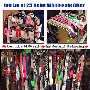 WHOLESALE/JOB LOT OF 25 ASSORTED UK MADE STUDDED LEATHER PUNK BELTS BRAND NEW - Picture 1 of 2