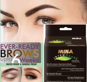 Henna for Eyebrow Color and Tinting kit Eye Brow Dark Brown Long Lasting Color - Picture 1 of 10