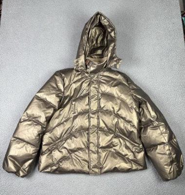 Sundance Jacket Womens Large Bronze Metallic Puffer Down Filled Hooded Stylish - Изображение 1 из 4
