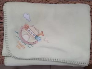Koala Baby Green Noah's Ark Fleece Blanket White Polka Dots Unisex Thick - Picture 1 of 6