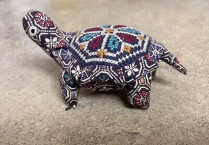 Sewing Mid-western~60’s~Fabric Turtle Pin Cushion Cross Stitch Needlepoint Shell - Picture 1 of 15