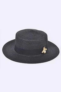 Iconic Bee Accent Straw Fedora Hat - Picture 1 of 8