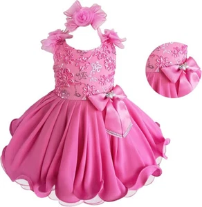 Jenniferwu Baby Girls Tulle Princess Wedding Party Handmade Beaded Dress 12-18M - Picture 1 of 6