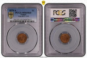 France: full RED GEM BU 1 centime 1878 A PCGS MS65RD top pop - Picture 1 of 1